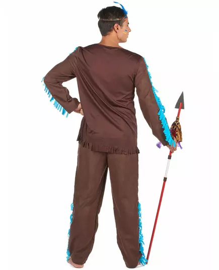 Hnědo-modrý indiánský kostým pro muže, Velikost: L, image 3