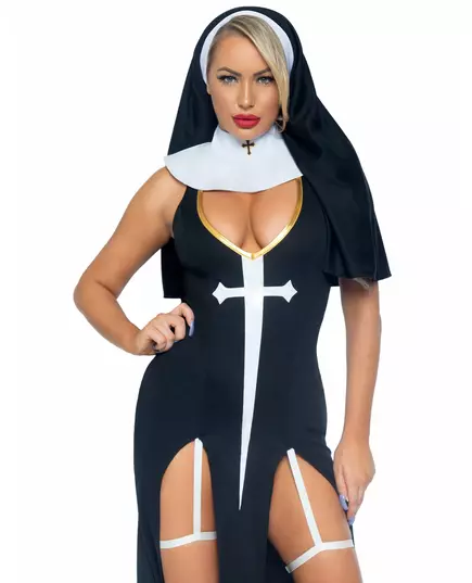 Sexy černobílý kostým jeptišky pro ženy, Velikost: Small, image 3