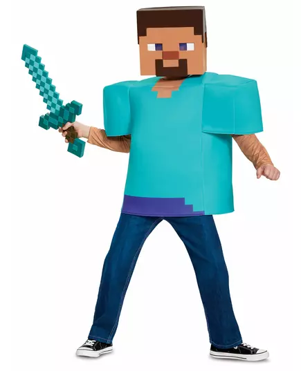 Klasický kostým Minecraft Steve pro děti, Velikost: 10-12 let (137 - 149 cm), image 3