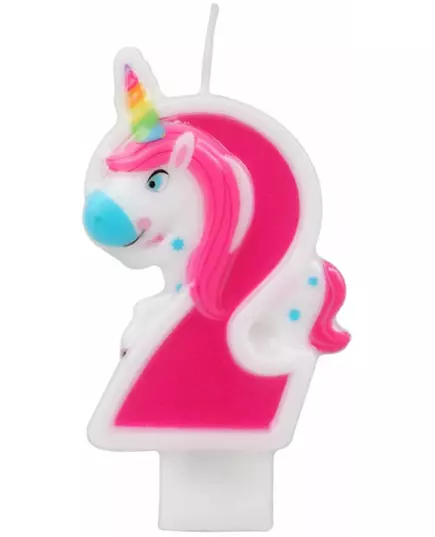 Růžová číselná svíčka jednorožec 14 cm, Velikost: 6, image 4
