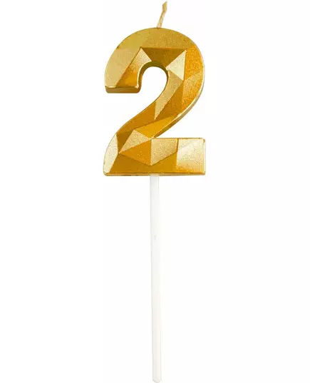 Zlatá číselná svíčka s diamantovým efektem 5 cm, Velikost: 5, image 4