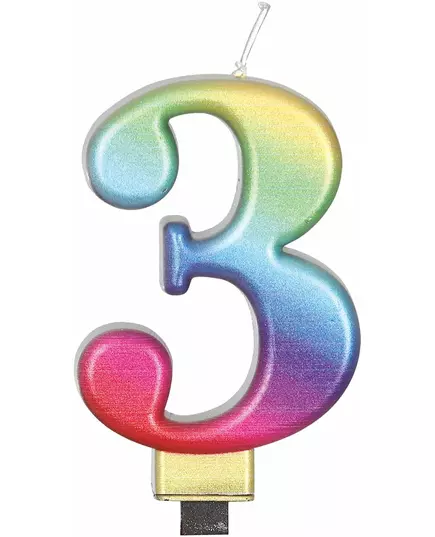 Vícebarevná číselná svíčka 8 cm, Velikost: 3, image 4