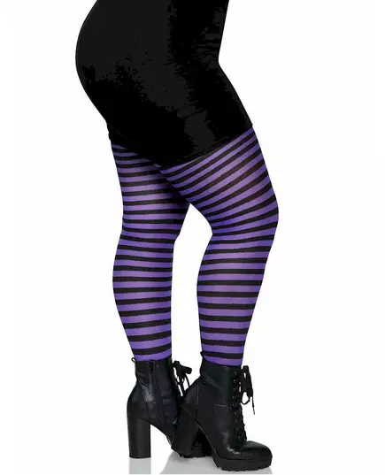 Plus size dámské černo-fialové pruhované punčochy, Velikost: XXX-Large/XXXX-Large (54-58), image 3
