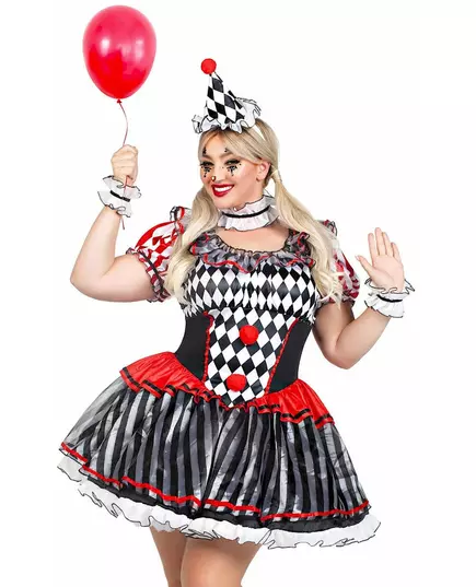 Sexy černo-bílý harlekýn kostým pro ženy plus size, Velikost: XXX-Large/XXXX-Large (54-58), image 3