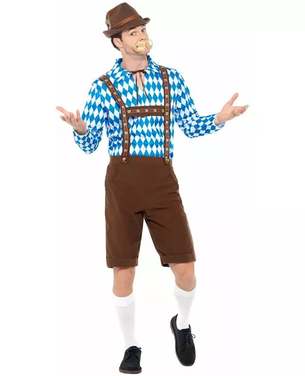 Bavorský kostým modro-hnědý pro dospělé, Velikost: X-Large, image 4