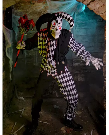 Pánský černý harlekýnský klaunský kostým Halloween, Velikost: X-Large, image 4