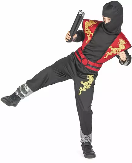 Žlutý dračí nindža kostým pro chlapce, Velikost: 10-12 let (130-140 cm), image 4