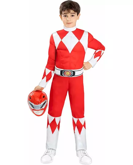 Červený Power Ranger svalový kostým pro děti, Velikost: 10-12 let, image 3