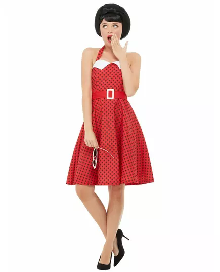 Dámský červený rockabilly kostým 50. let, Velikost: L, image 4