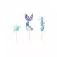 3 holografické toppery na dort Mermaid 24,5 cm