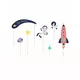 7 kartonových topperů na dort Space Adventure 9,5–24,5 cm