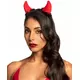 Červené čertí rohy s černým kožíškem pro dospělé Halloween