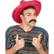 Červené sombrero s lemem z bambulí pro dospělé