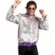 Stříbrná disco košile pro muže, Velikost: Large (52/54)