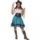 Dámský modrý károvaný cowgirl kostým, Velikost: Small/Medium