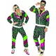 Teplákový kostým s neonovým leopardím potiskem – plus size, Velikost: X-Large