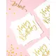 20 papírových ubrousků Happy Birthday bílo-zlatých 33 x 33 cm, image 2